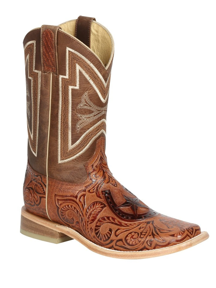 Botas Rodeo Piel Cincelada para Hombre 'El General' COGNAC-51075 - BELLEZA'S - - 51075