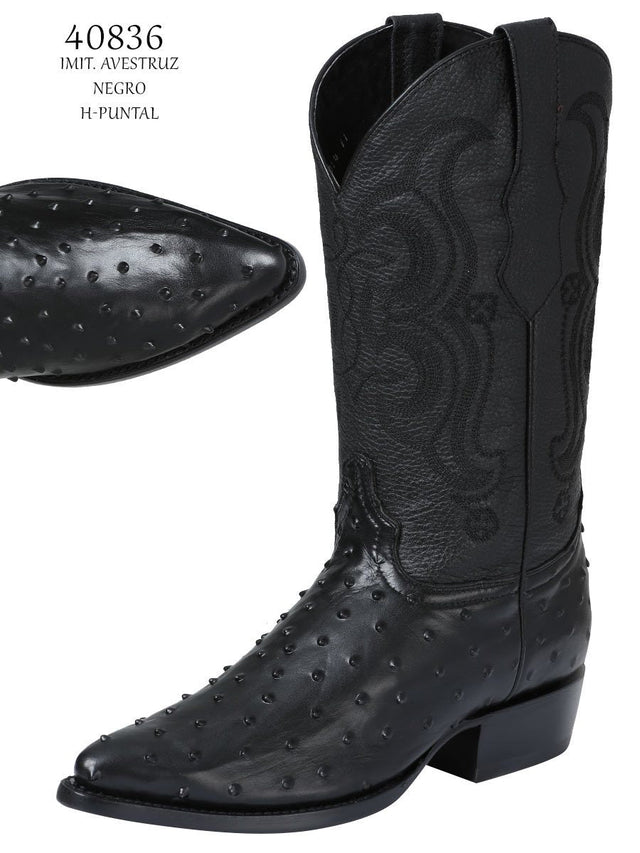 Botas Vaqueras, A-vestruz Imit 'El Senor De Los Cielos' *NEGRO-40836* - BELLEZA'S - Bota Para Hombre - 40836