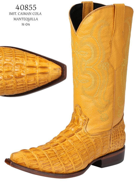 Botas Vaqueras Caiman Cola Imit para Hombre 'El Señor De Los Cielos' *MANTEQUILLA-40855* - BELLEZA'S