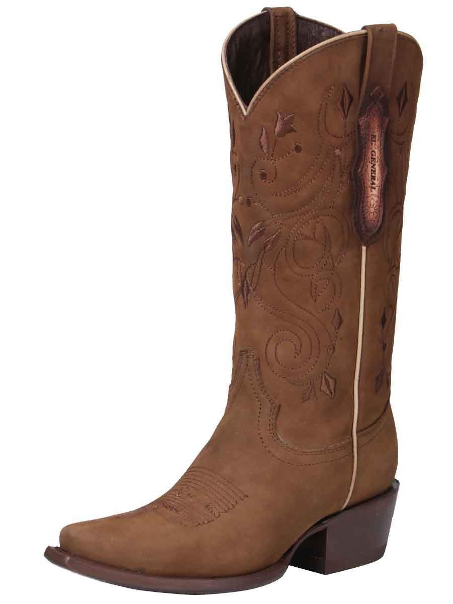 Botas Vaqueras Clasicas Piel Genuina Para Mujer 'El General' *CAMEL-34513* - BELLEZA'S