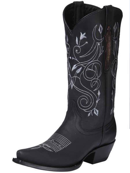 Botas Vaqueras Clasicas Piel Genuina Para Mujer 'El General' *NEGRO-34514* - BELLEZA'S