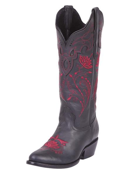 Botas Vaqueras Clasicas Piel Genuina para Mujer *NEGRO-41909* - BELLEZA'S - Botas Para Damas - 41909