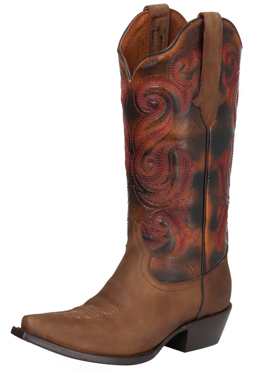 Botas Vaqueras Clasicas Piel Genuina para Mujer 'Rio Grande' *MIEL-122753* - BELLEZA'S