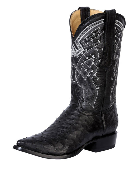 Botas Vaqueras Exoticas A-vestruz para Hombre 'Centenario' *NEGRO-124420* - BELLEZA'S