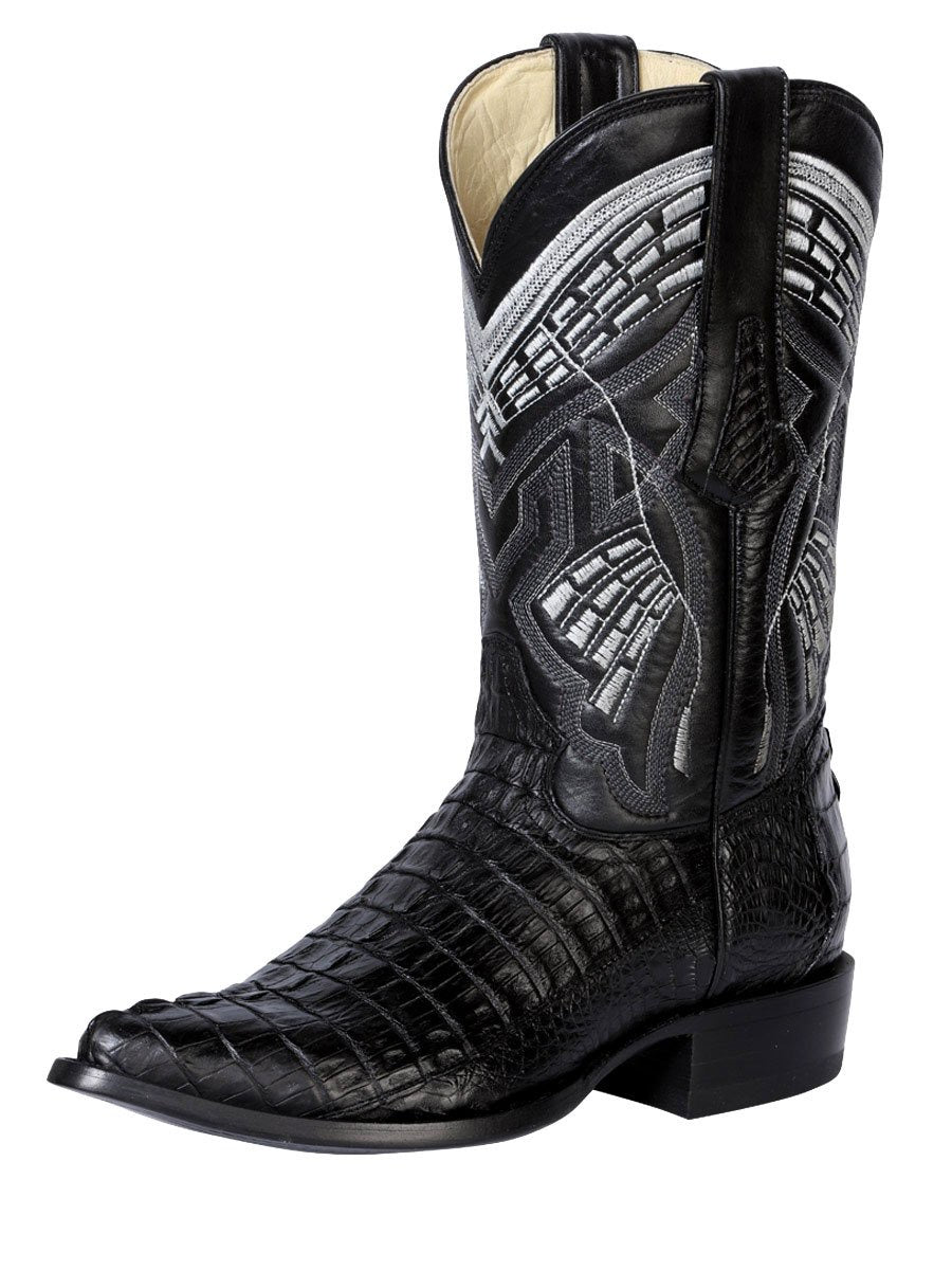 Botas Vaqueras Exoticas Caiman Cola para Hombre 'Centenario' *NEGRO-124462* - BELLEZA'S - Botas Exoticas - 124462