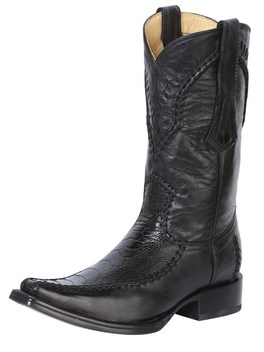 Botas Vaqueras Exoticas Originales Pata de Avestruz Para Hombre 'Centenario' *NEGRO-124390* - BELLEZA'S - Bota Para Hombre - 124390