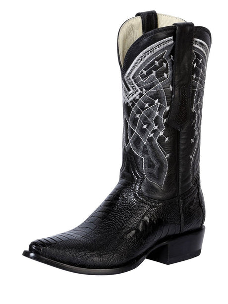 Botas Vaqueras Exoticas Pata A vestruz para Hombre 'Centenario' *NEGRO-124421* - BELLEZA'S - Botas Exoticas - 124421