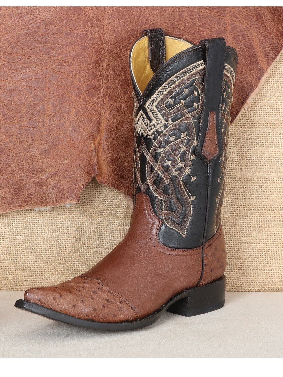Botas Vaqueras Exoticas Puntera A vestruz Para Hombre 'Centenario' *CAFE-124411* - BELLEZA'S