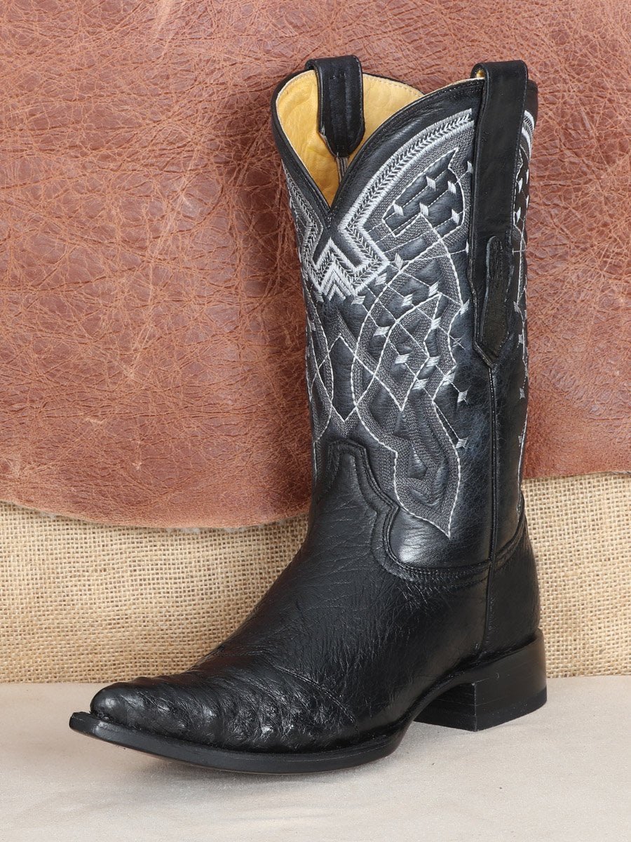 Botas Vaqueras Exoticas Puntera A-vestruz para Hombre 'Centenario' *NEGRO-124410* - BELLEZA'S - Bota Para Hombre - 124410