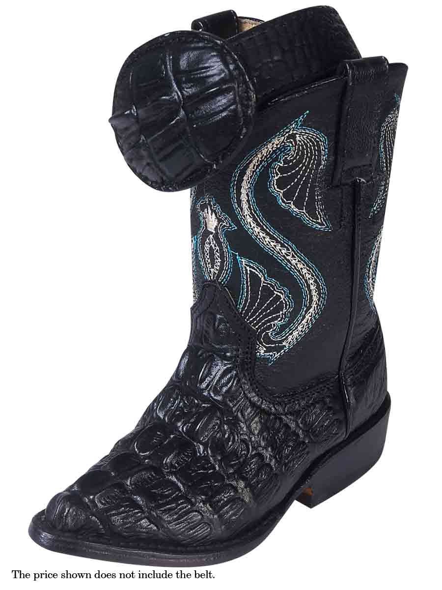 Botas Vaqueras Imitacion Caiman Cola Imit Para Niño 'Montenegro' *NEGRO-5832* - BELLEZA'S - Bota Niño - 5832