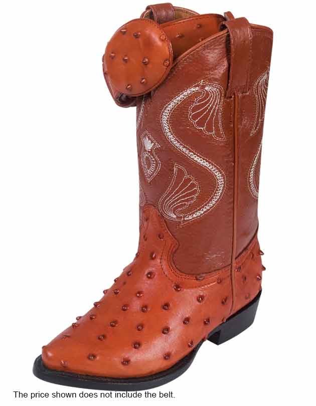 Botas Vaqueras Imitacion de Avestruz Imit para Niño 'Montenegro' - ID: 5838 COGNAC - BELLEZA'S - - 5838