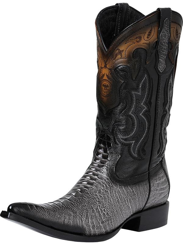 Botas Vaqueras Pata De Avestru/z Imit 'El General' *GRIS OBSCURO-122498* - BELLEZA'S - Botas Para Hombres - 122498