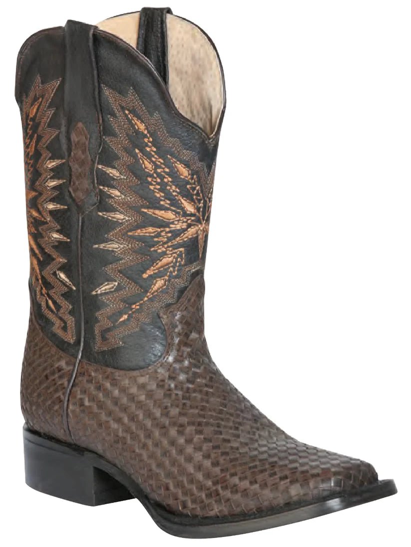 Botas Vaqueras Rodeo Clasicas de Piel Knitted Slipper para Hombre 'El General' *CAFE-126237* - BELLEZA'S
