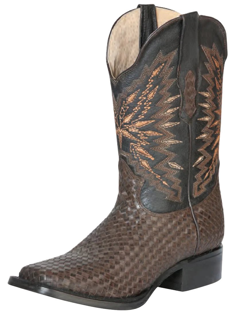 Botas Vaqueras Rodeo Clasicas de Piel Knitted Slipper para Hombre 'El General' *CAFE-126237* - BELLEZA'S