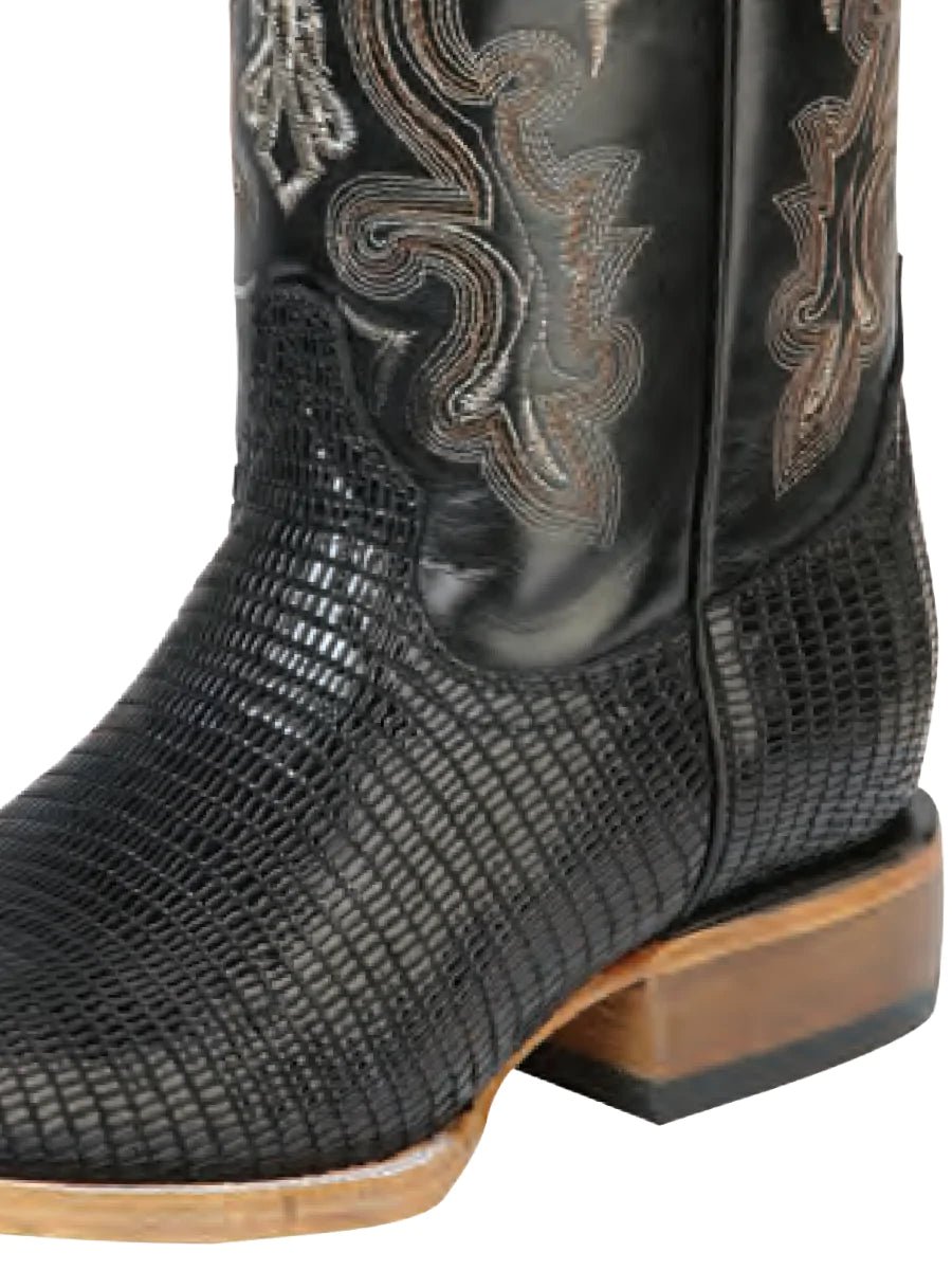 Botas Vaqueras Rodeo Imitacion Lizard Grabado Para Hombre 'Jar Boots' *BLACK-126485* - BELLEZA'S - Bota Para Hombre - 126485