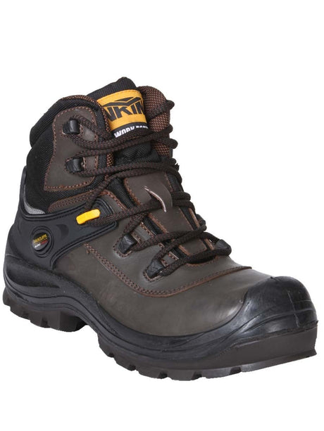 Botines de Trabajo Con Puntera de Acero de Piel Crazy Para Hombre 'Procliff Protection' *CAFE-91604* - BELLEZA'S - Botas De Trabajo - 91604