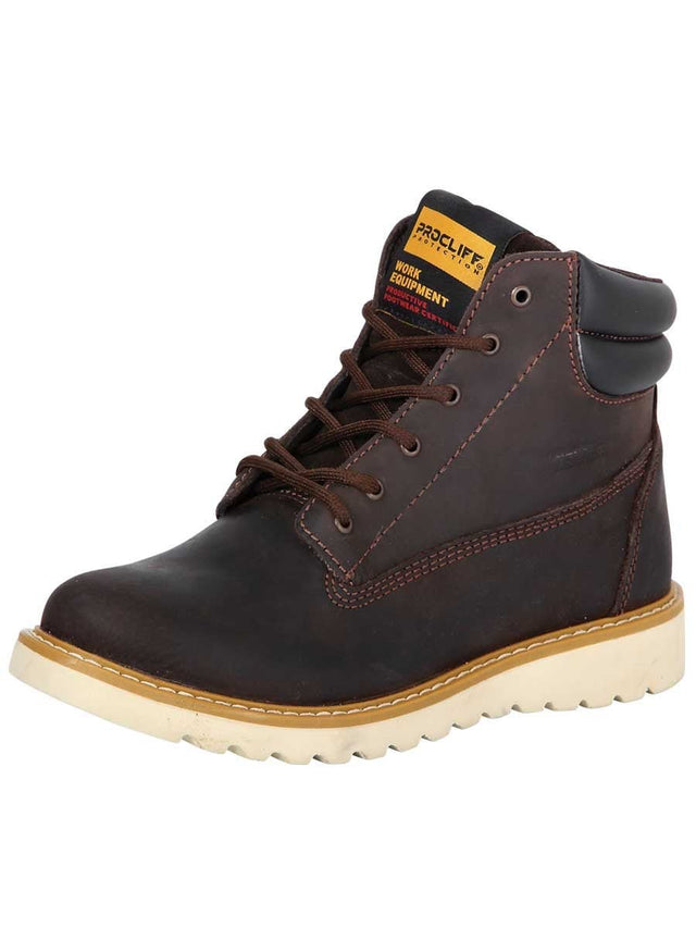 Botines de Trabajo S/C Piel Crazy Para Mujer 'Procliff Protection' *CAFE-35200* - BELLEZA'S - Botines Para Mujeres - 35200