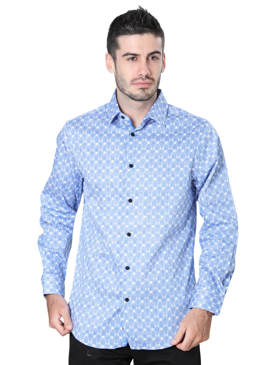 CAMISA CASUAL MANGA LARGA CENTENARIO SATIN AZUL-41070 - BELLEZA'S - CAMISA CASUAL MANGA LARGA CENTENARIO SATIN AZUL-41070 - 41070