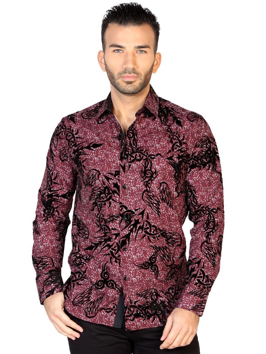 Camisa Casual Manga Larga para Hombre, 100% Modal 'El General' * - ID: 43133 VINO - BELLEZA'S - Camisa Casual Manga Larga para Hombre, 100% Modal 'El General' * - ID: 43133 VINO - BELLEZA'S - 43133