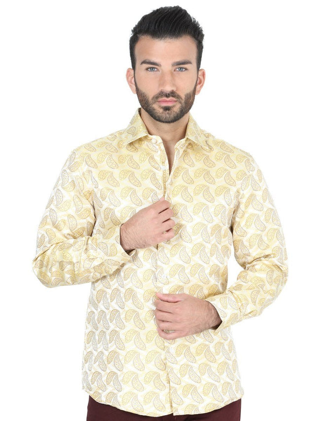 Camisa Casual Manga Larga para Hombre, 100% Polyester 'Centenario' - ID: 41677 GOLD - BELLEZA'S - Camisa Casual Manga Larga para Hombre, 100% Polyester 'Centenario' - ID: 41677 GOLD - BELLEZA'S - 41677