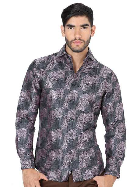 Camisa Casual Manga Larga para Hombre, 100% Polyester 'Centenario' - ID: 41721 NEGRO/ROSA - BELLEZA'S - Camisa Casual Manga Larga para Hombre, 100% Polyester 'Centenario' - ID: 41721 NEGRO/ROSA - BELLEZA'S - 41721