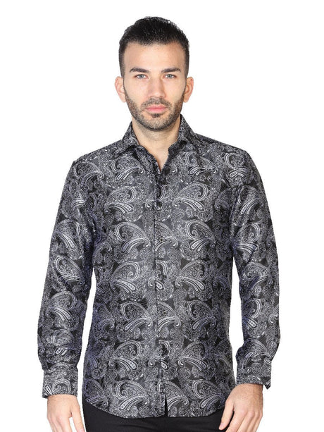 Camisa Casual Manga Larga para Hombre, 100% Polyester 'Centenario' * - ID: 42832 NEGRO/PLATA - BELLEZA'S - Camisa Casual Manga Larga para Hombre, 100% Polyester 'Centenario' * - ID: 42832 NEGRO/PLATA - BELLEZA'S - 42832