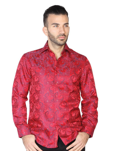 Camisa Casual Manga Larga para Hombre, 100% Polyester 'Centenario' * - ID: 42836 ROJO/AZUL - BELLEZA'S - Camisa Casual Manga Larga para Hombre, 100% Polyester 'Centenario' * - ID: 42836 ROJO/AZUL - BELLEZA'S - 42836