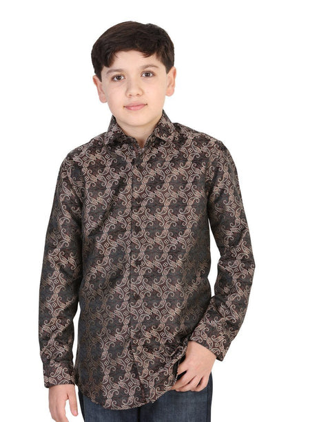 Camisa Casual Manga Larga para Niño, 100% Polyester 'Centenario' * - ID: 42357 CAFE - BELLEZA'S - Camisa Casual Manga Larga para Niño, 100% Polyester 'Centenario' * - ID: 42357 CAFE - BELLEZA'S - 42357