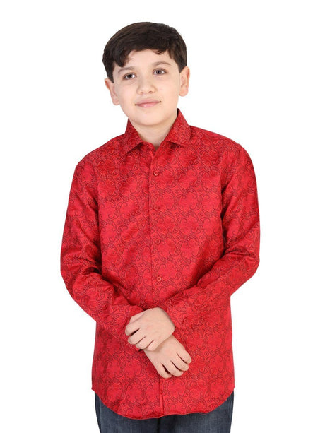 Camisa Casual Manga Larga para Niño, 100% Polyester 'Centenario' * - ID: 42358 ROJO - BELLEZA'S - Camisa Casual Manga Larga para Niño, 100% Polyester 'Centenario' * - ID: 42358 ROJO - BELLEZA'S - 42358