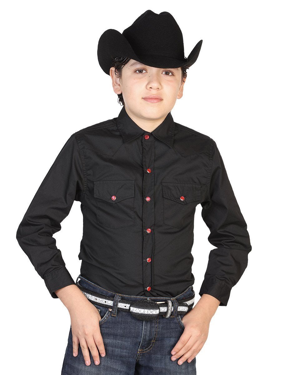 Camisa Casual Manga Larga para Niño, 55% Cotton, 45% Polyester 'El General' * - ID: 42495 NEGRO - BELLEZA'S - Camisa Casual Manga Larga para Niño, 55% Cotton, 45% Polyester 'El General' * - ID: 42495 NEGRO - BELLEZA'S - 42495