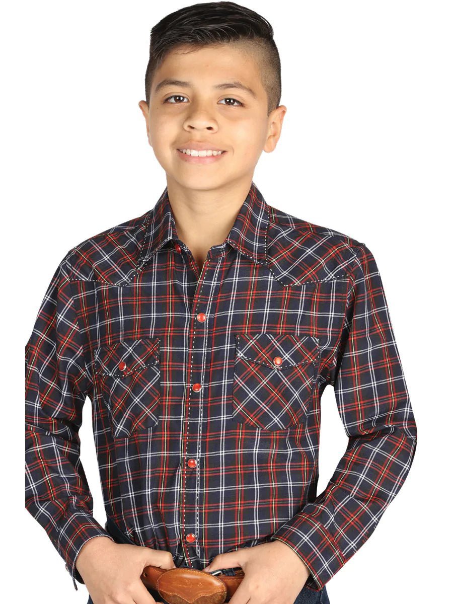 Camisa Casual Manga Larga para Niño 'El General' *NEGRO/ROJO-42617* - BELLEZA'S - Camisa Casual Manga Larga para Niño 'El General' *NEGRO/ROJO-42617* - BELLEZA'S - Camisa Para Niño - 42617