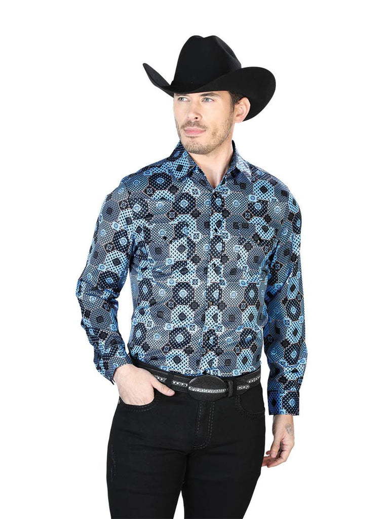 Camisa Manga Larga de Estampada para Hombre 'El Señor de los Cielos' *BLUE-43963* - BELLEZA'S