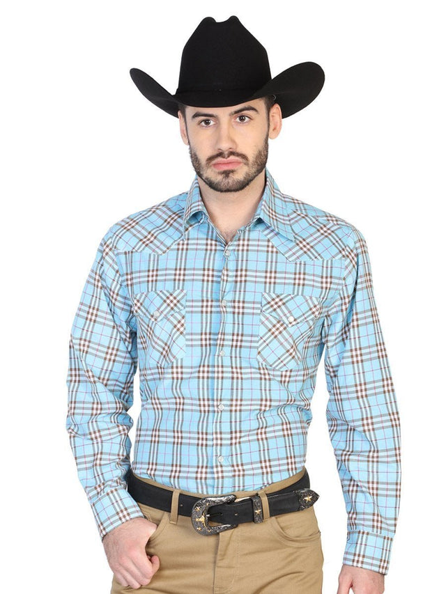 Camisa Manga Larga para Hombre 'El Señor De Los Cielos' *AZUL CLARO-42565* - BELLEZA'S - Camisa Vaquera Manga Larga para Hombre, 100% Algodon 'El General' * - ID: 42565 AZUL CLARO/NEGRO - BELLEZA'S - Camisas Para Hombres - 42565