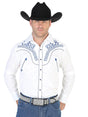 Camisa Vaquera Bordada Manga Larga para Hombre 'El Señor de los Cielos' *WHITE-42471* - BELLEZA'S - Camisa Vaquera Bordada Manga Larga para Hombre 'El Señor de los Cielos' *WHITE-42471* - Camisa Para Hombre Bordada - 42471 01