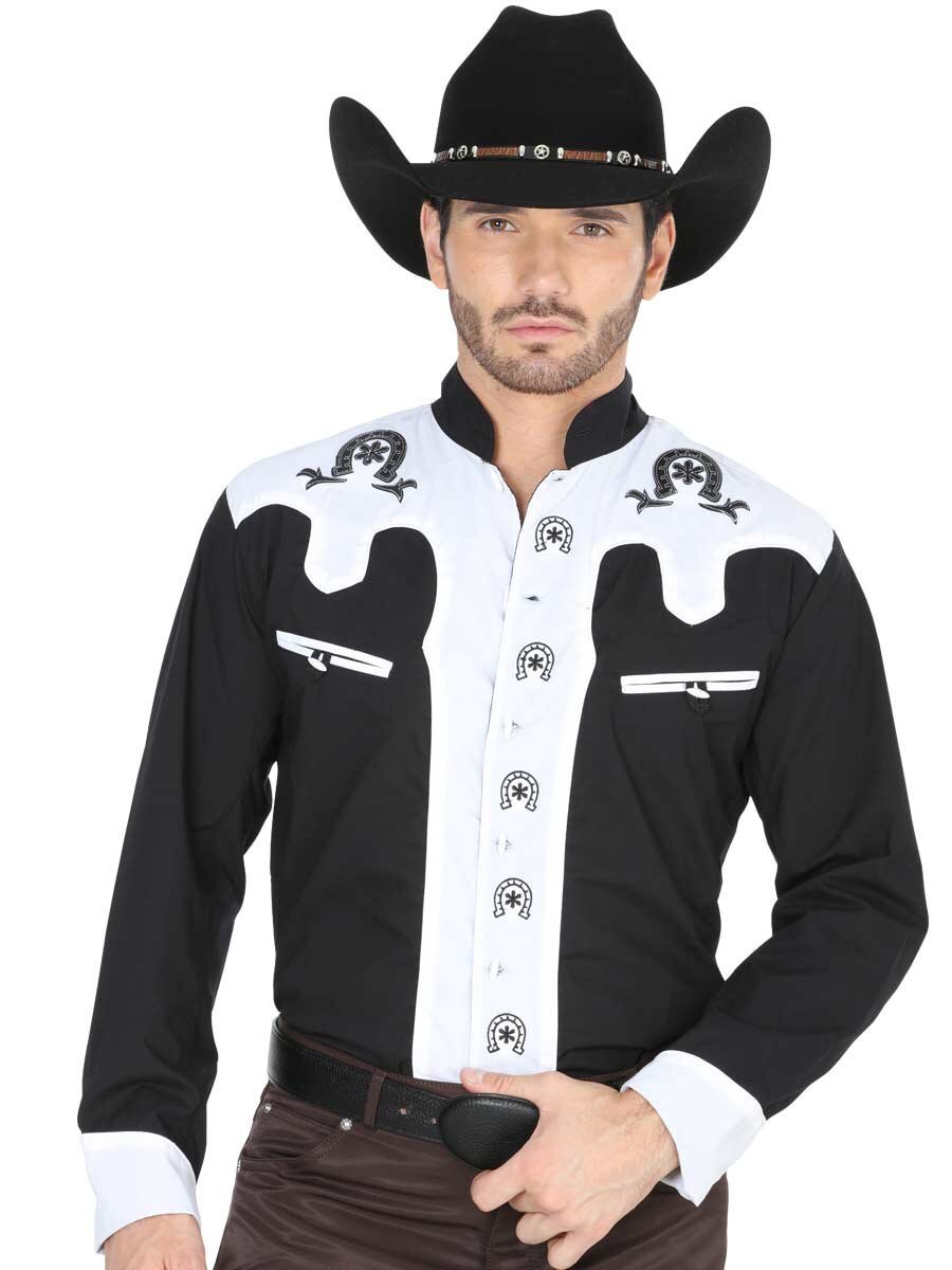 Camisa Vaquera Charra Manga Larga Para Hombre 'El General' *NEGRO-35188* - BELLEZA'S - Camisa Vaquera Charra Manga Larga Para Hombre 'El General' *NEGRO-35188* - BELLEZA'S - Camisa Para Hombre Bordada - 35188