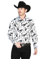 Camisa Vaquera Manga Larga Broches Estampada Para Hombre 'El Señor de los Cielos' *White-43952* - BELLEZA'S - Camisa Vaquera Manga Larga Broches Estampada Para Hombre 'El Señor de los Cielos' *White-43952* - Camisas Para Hombres - 43952