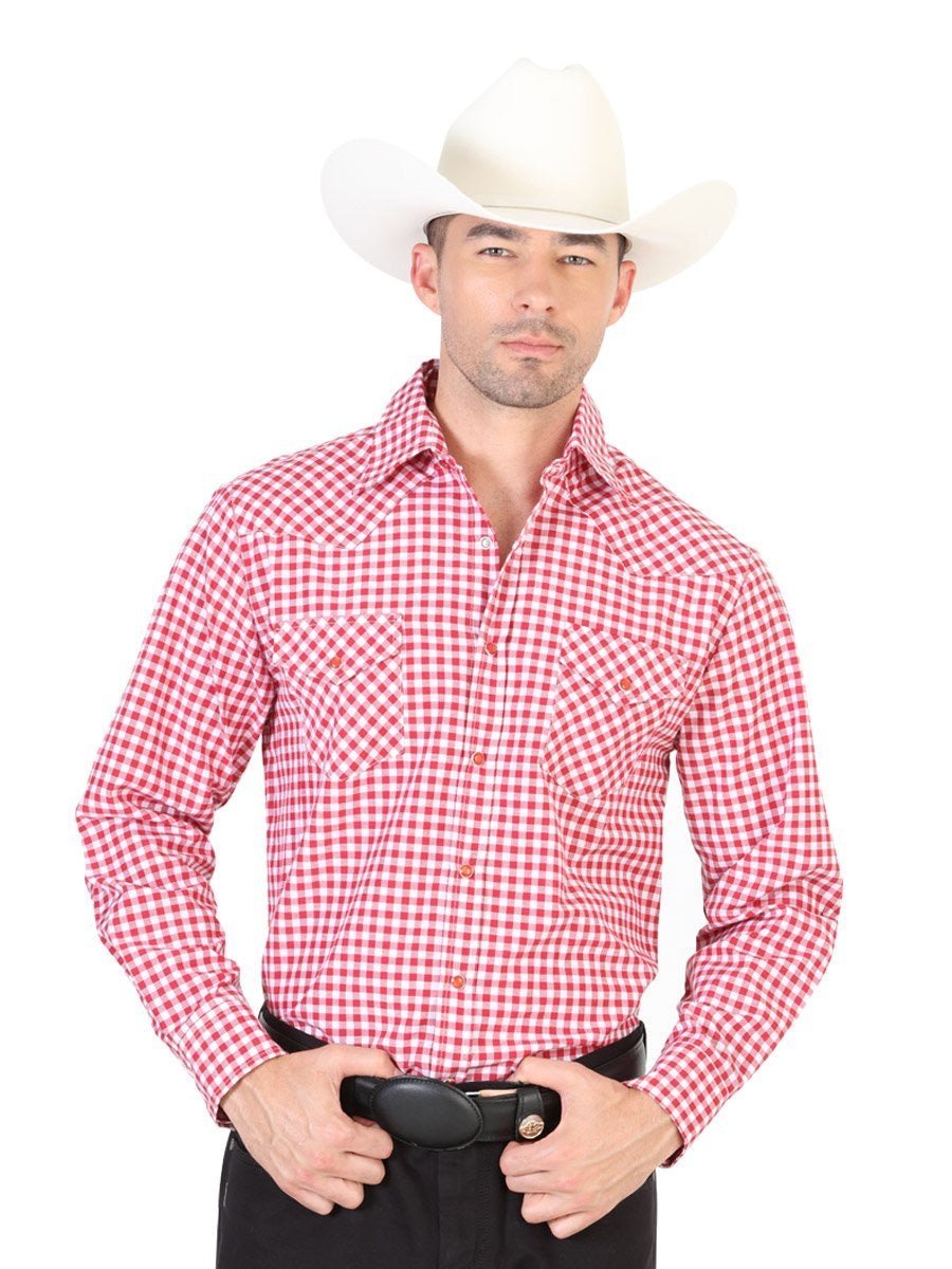 Camisa Vaquera Manga Larga Para Hombre 'El General' ROJO-42327 - BELLEZA'S - Camisa Vaquera Manga Larga Para Hombre 'El General' ROJO-42327 - BELLEZA'S - Camisa - 42327