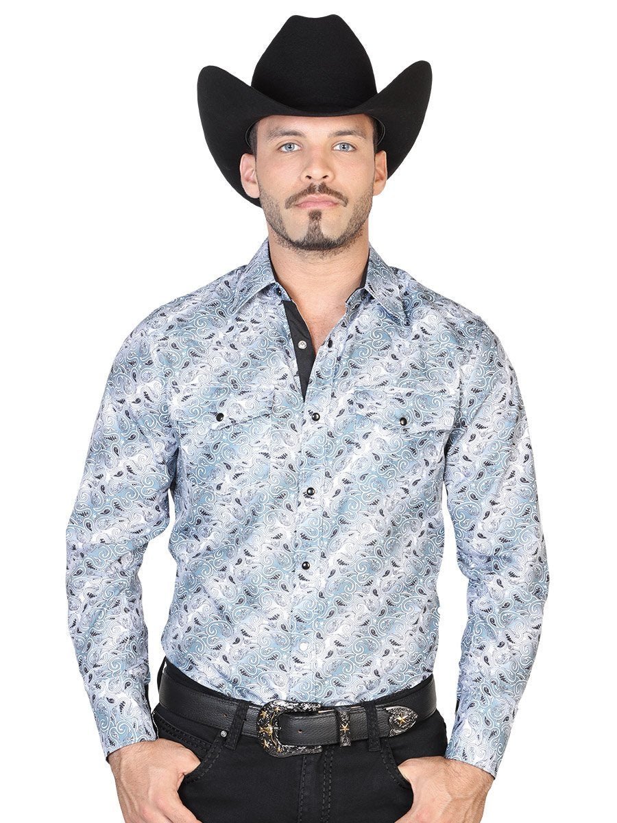 Camisa Vaquera Manga Larga Para Hombre 'El Señor de los Cielos' *GRIS/NEGRO-43040* - BELLEZA'S - Camisa Vaquera Manga Larga Para Hombre 'El Señor de los Cielos' *GRIS/NEGRO-43040* - BELLEZA'S - Camisas Para Hombres - 43040