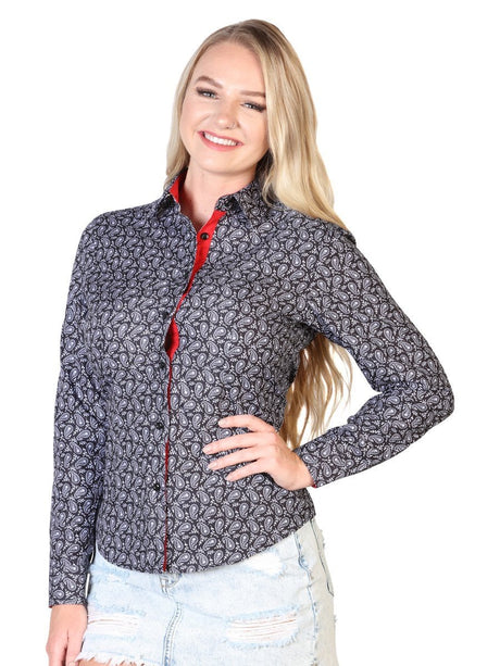 Camisa Vaquera Manga Larga para Mujer 'El Señor de los Cielos' *NEGRO/ROJO-43015* - BELLEZA'S - Camisa Vaquera Manga Larga para Mujer 'El Señor de los Cielos' NEGRO/ROJO - BELLEZA'S - Camisa Para Mujer - 43015