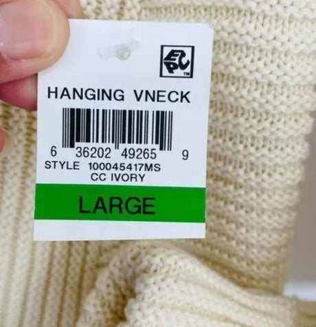 Charter Club V-Neck Cuffed-Sleeve Sweater Ivory Size Large - BELLEZA'S - Charter Club V-Neck Cuffed-Sleeve Sweater Ivory Size Large - BELLEZA'S - Sweater -