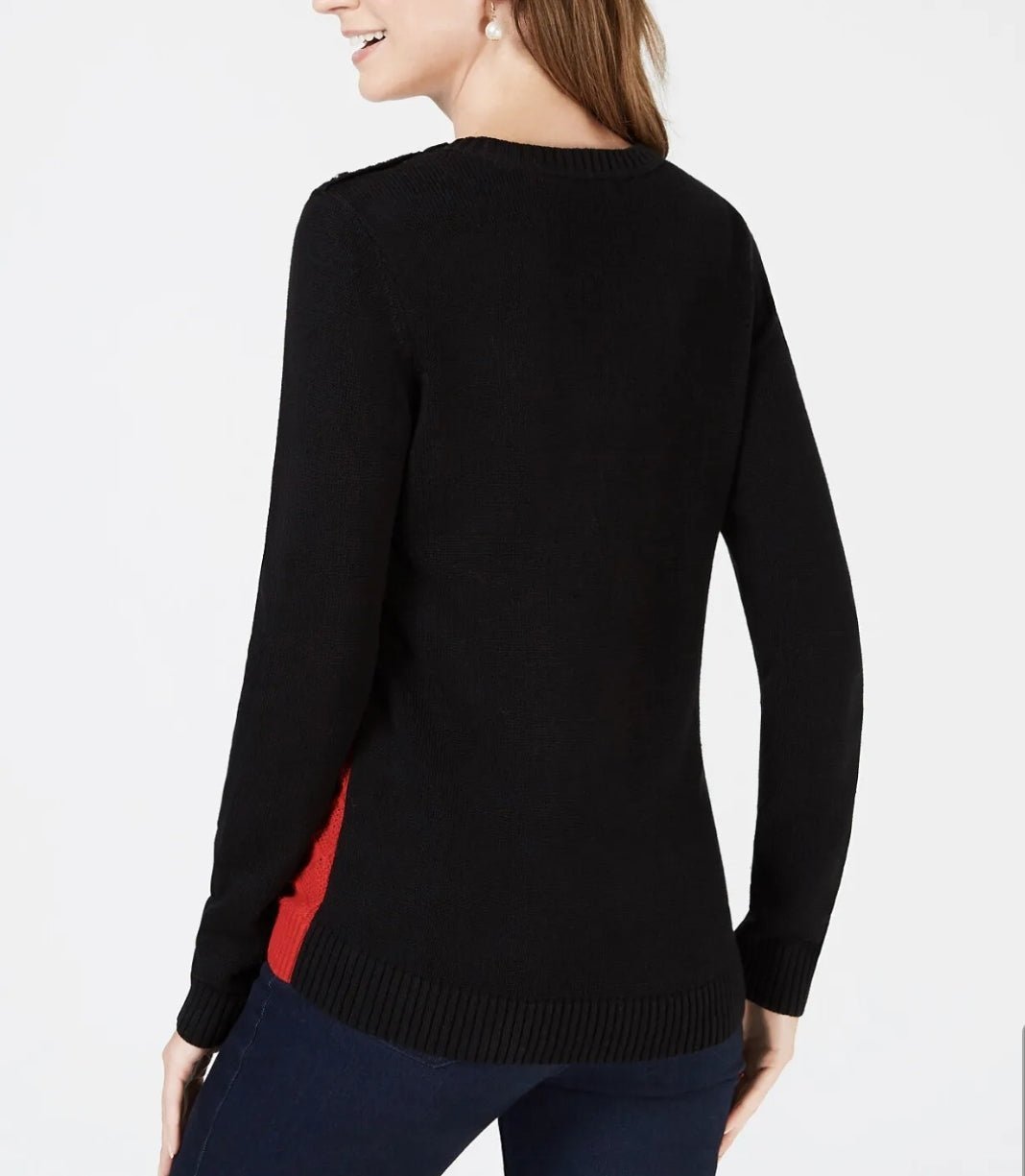 Charter Club Women's Colorblocked Cable-Knit Sweater Deep Black Combo Size XL - BELLEZA'S - Charter Club Women's Colorblocked Cable-Knit Sweater Deep Black Combo Size XL - BELLEZA'S - Sweater -