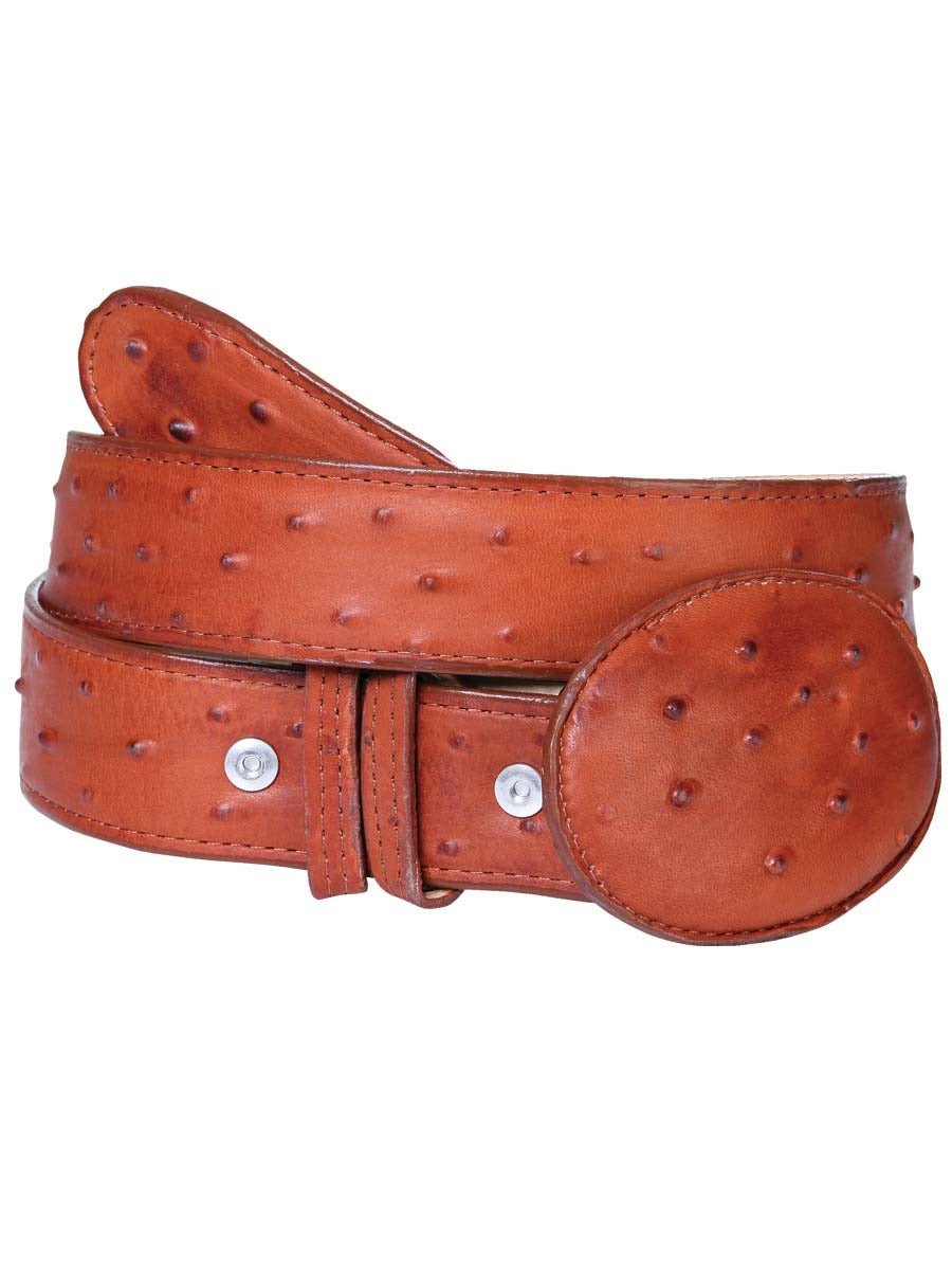 Cinto Vaquero Avestruz Imit Par Hombre 'El General' *COGNAC-703* - BELLEZA'S - Cinto Vaquero Avestruz Imit Par Hombre 'El General' *COGNAC-703* - BELLEZA'S - Cintos - 703