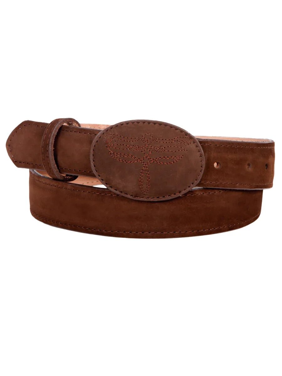Cinto Vaquero de Piel Nobuck para Mujer con Hebilla Ovalada, 1 1/2" Ancho 'El General' *CAMEL-43214* - BELLEZA'S - Cinto Vaquero de Piel Nobuck para Mujer con Hebilla Ovalada, 1 1/2" Ancho 'El General' *CAMEL-43214* - BELLEZA'S - Cintos - 43214