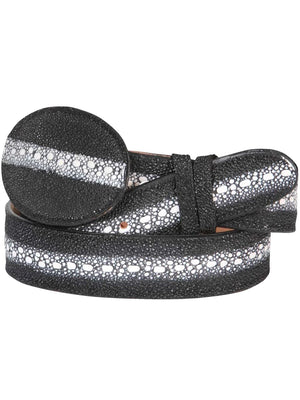 Cinto Vaquero Exotico de Mantarraya Original Para Hombre Con Hebilla Ovalada, 1 1/2" Ancho 'El General' *NEGRO-635* - BELLEZA'S - Cinto Vaquero Exotico de Mantarraya Original Para Hombre Con Hebilla Ovalada, 1 1/2" Ancho 'El General' *NEGRO-635* - BELLEZA'S - Cintos Para Hombres -