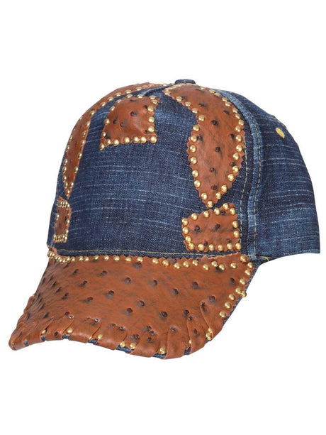 Gorra Casual de Jean/Imitacion Ostrich para Hombre 'El General' - ID: 34503 DENIM/COGNAC - BELLEZA'S - Gorra Casual de Jean/Imitacion Ostrich para Hombre 'El General' - ID: 34503 DENIM/COGNAC - BELLEZA'S - 34503