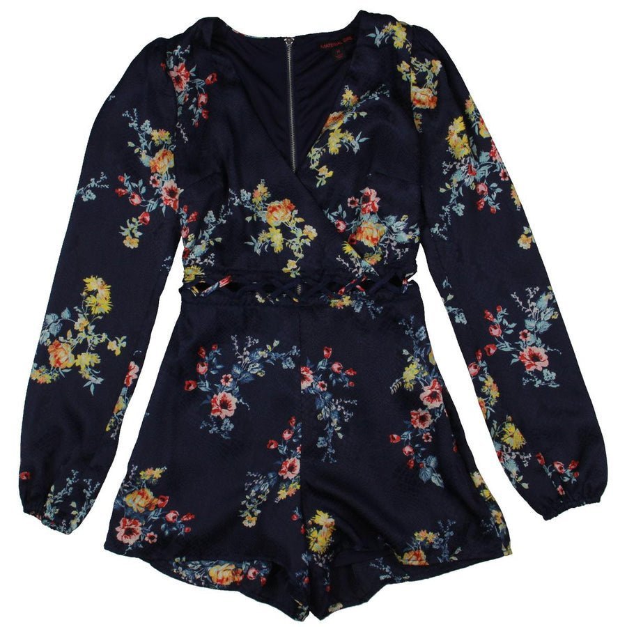 JUNIORS DOBBY WOMENS CUT-OUT PRINTED ROMPER - BELLEZA'S - JUNIORS DOBBY WOMENS CUT-OUT PRINTED ROMPER - BELLEZA'S - Vestidos - MGR00038