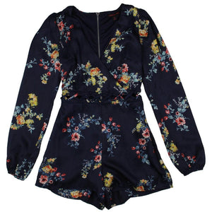 JUNIORS DOBBY WOMENS CUT-OUT PRINTED ROMPER - BELLEZA'S - JUNIORS DOBBY WOMENS CUT-OUT PRINTED ROMPER - BELLEZA'S - Vestidos - MGR00038