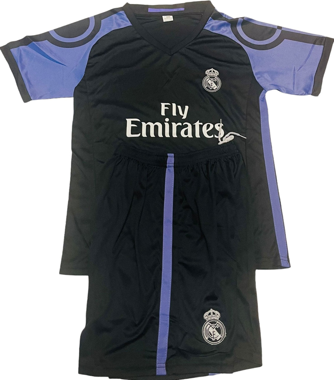 Kids REAL MADRID Sports Jersey T-Shirts & Shorts BLACK/PURPLE - BELLEZA'S - Kids REAL MADRID Sports Jersey T-Shirts & Shorts BLACK/PURPLE - BELLEZA'S - JERSEY - 00062