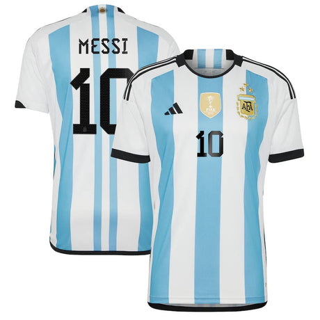 Lionel Messi Argentina National Team adidas 2022 Winners Home Jersey For Men's - White/Light Blue - BELLEZA'S - Lionel Messi Argentina National Team adidas 2022 Winners Home Jersey For Men's - White/Light Blue - Messi #10 - P95985