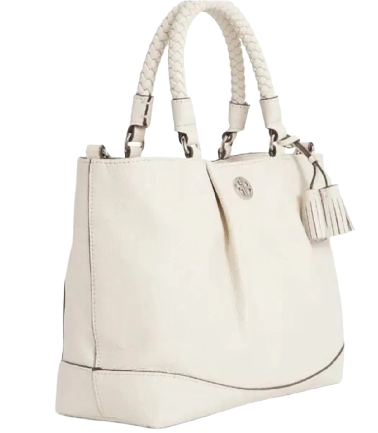 One Size Giani Bernini Braided Handle Leather Satchel, - Ivory/Silver - BELLEZA'S - One Size Giani Bernini Braided Handle Leather Satchel, - Ivory/Silver - Handbags - 10006451600